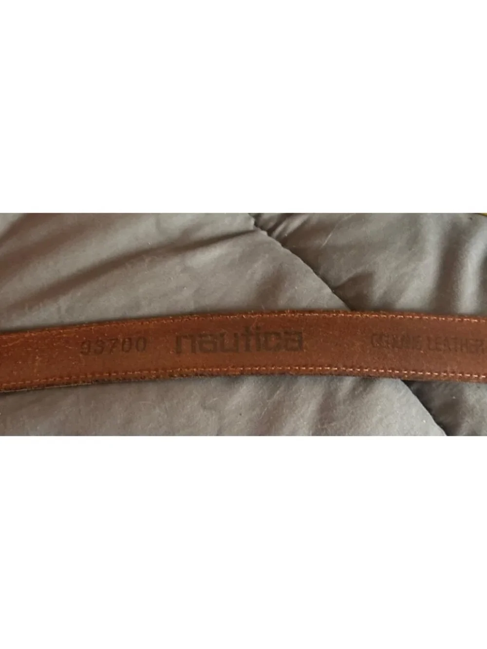 Nautica Mens Brown Genuine Leather Belt 40 Made in Italy Silver Buckle 93700